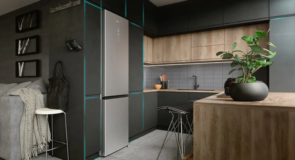 Hisense SkyLine refrigerator fitted into modern kitchen cabinetry