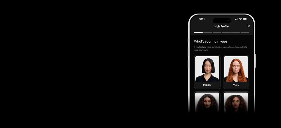Экран приложения MyDyson для создания профиля волос